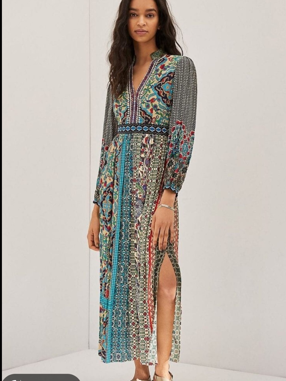 Anthropologie Bhanuni by Jyoti Bohemian Long Sleeve Maxi Dress 14 multicolor - Picture 2 of 13